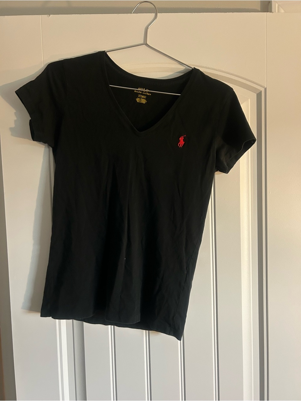Polo by Ralph Lauren Black V-Neck Tee with Red Pony Logo